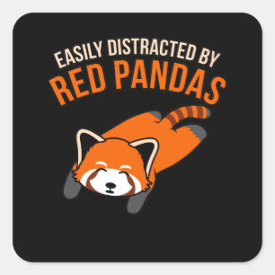 Easily Distracted By Red Pandas Animal Panda Lover Square Sticker