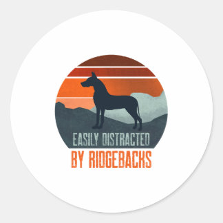 Easily Distracted By Ridgebacks Dog Walking Classic Round Sticker