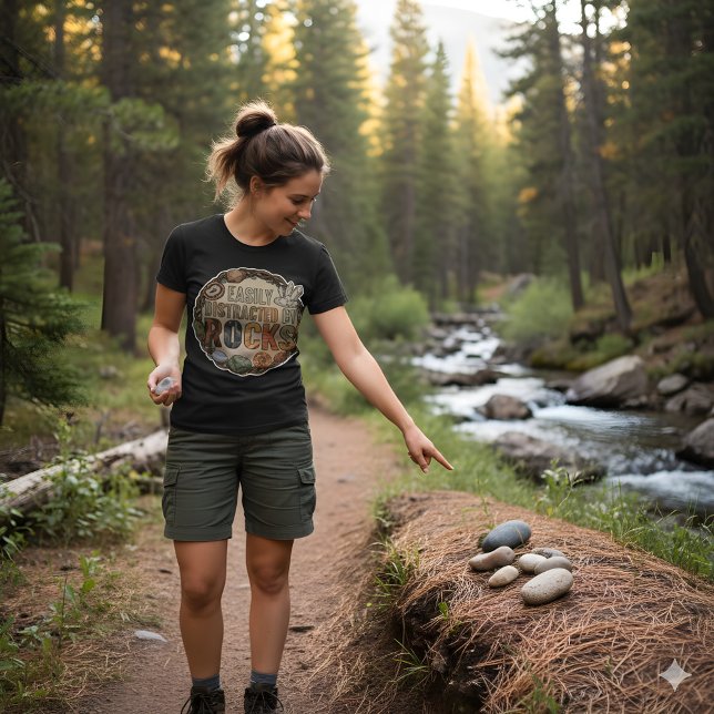 Easily Distracted By Rocks Funny Rock Collector T-Shirt (Creator Uploaded)