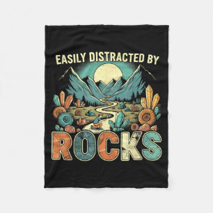 Easily Distracted By Rocks Geology Geologist Colle Fleece Blanket