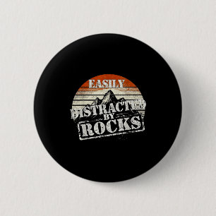 Easily distracted by rocks vintage sunset geology 6 cm round badge