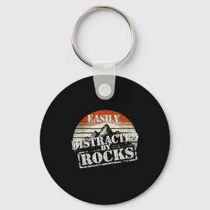 Easily distracted by rocks vintage sunset geology key ring