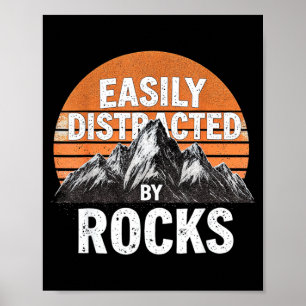 Easily distracted by rocks vintage sunset geology poster