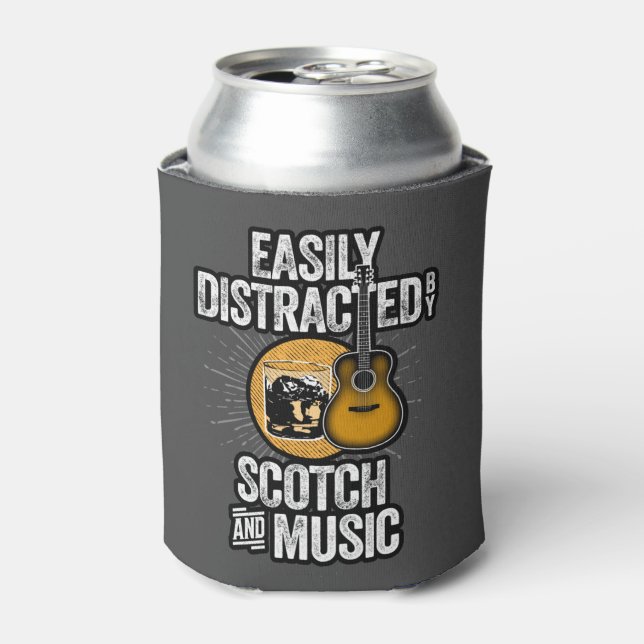 Easily Distracted by Scotch and Music Can Cooler (Can Front)
