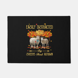 Easily Distracted By Sheeps And Autumn Fall Season Doormat