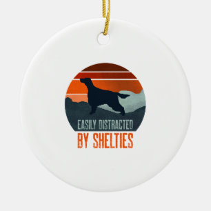 Easily Distracted By Shelties Dog Walking Ceramic Ornament
