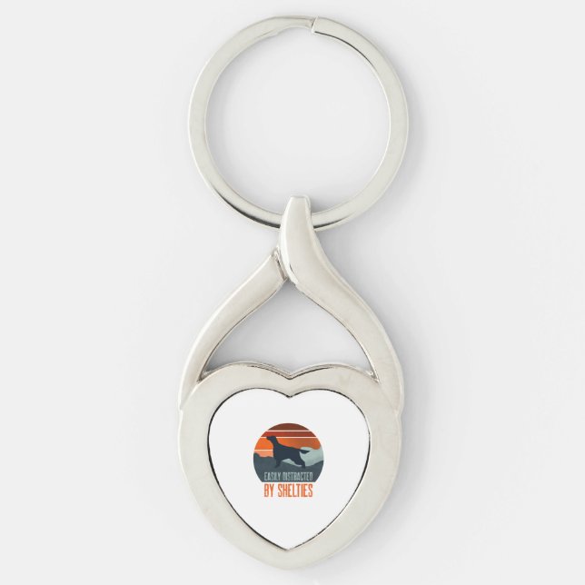 Easily Distracted By Shelties Dog Walking Key Ring (Front)