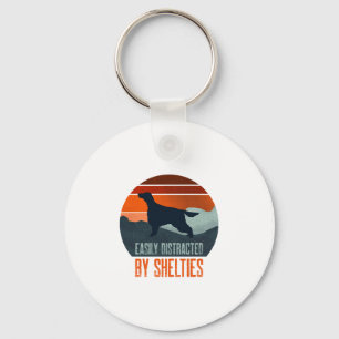 Easily Distracted By Shelties Dog Walking Key Ring