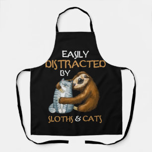 Easily Distracted By Sloths And Cats Sloth Lover Apron
