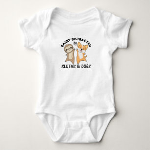 Easily Distracted By Sloths And Dogs Hund Corgi Baby Bodysuit
