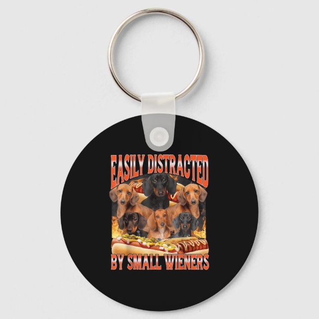 Easily Distracted By Small Wieners Funny Offensive Key Ring (Front)