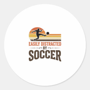 Easily Distracted By Soccer Vintage Shirt Design_1 Classic Round Sticker