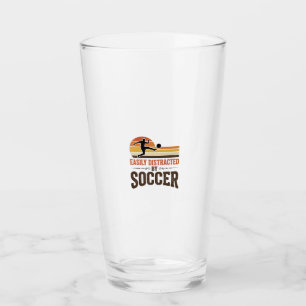 Easily Distracted By Soccer Vintage Shirt Design_1 Glass