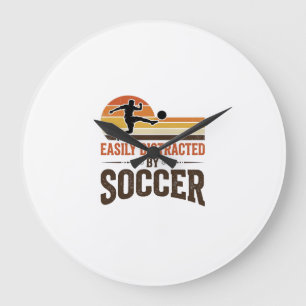 Easily Distracted By Soccer Vintage Shirt Design_1 Large Clock
