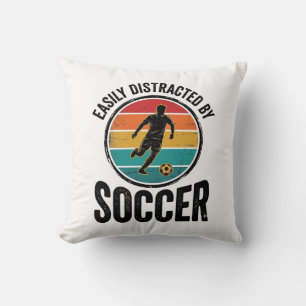 Easily Distracted By Soccer Vintage Shirt Design ( Cushion