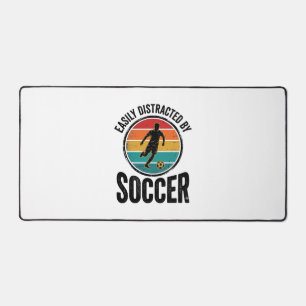 Easily Distracted By Soccer Vintage Shirt Design ( Desk Mat
