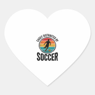 Easily Distracted By Soccer Vintage Shirt Design ( Heart Sticker