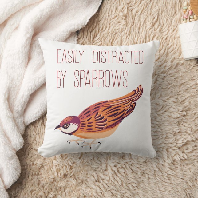 Easily Distracted by Sparrows Cushion (Blanket)
