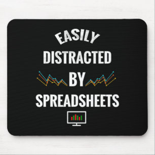 Easily Distracted By Spreadsheets Statistics Insur Mouse Pad