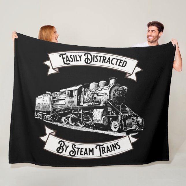 Easily Distracted By Steam Trains Engine Railroad  Fleece Blanket (In Situ)