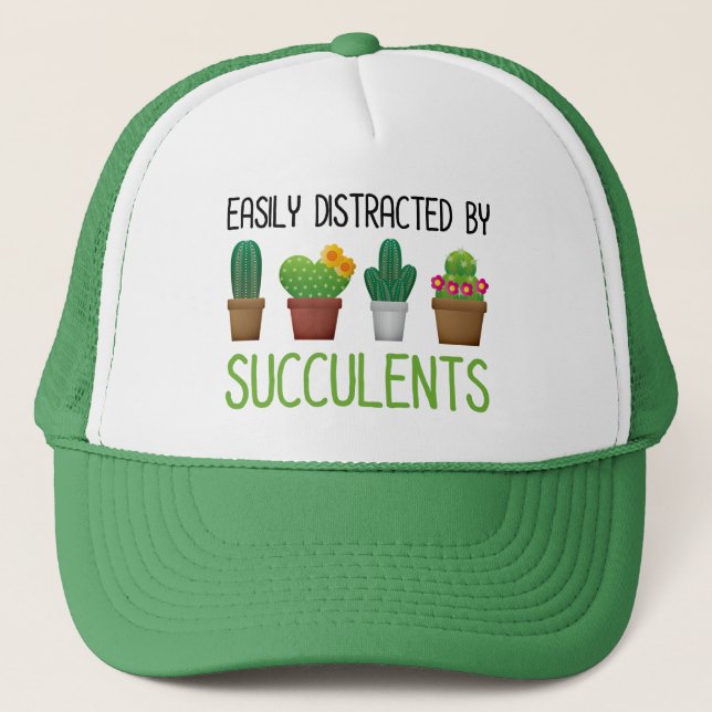 Easily Distracted By Succulents Trucker Hat (Front)