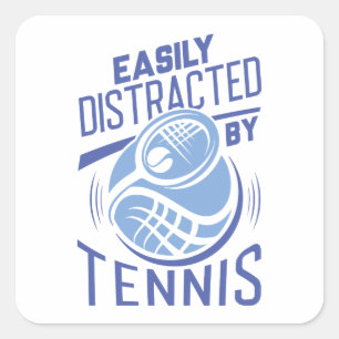 Easily Distracted By Tennis Square Sticker