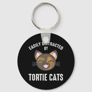 Easily Distracted By Tortie Cats Key Ring