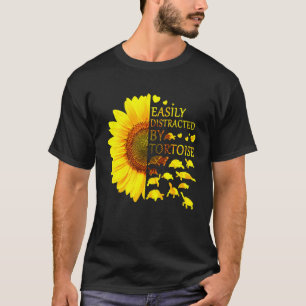 Easily Distracted By Tortoise Sunflower Lover Turt T-Shirt