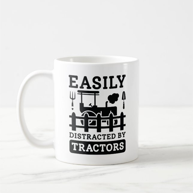 Easily Distracted By Tractors Coffee Mug (Left)