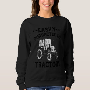 Easily Distracted By Tractors Vintage Graphic Tra Sweatshirt