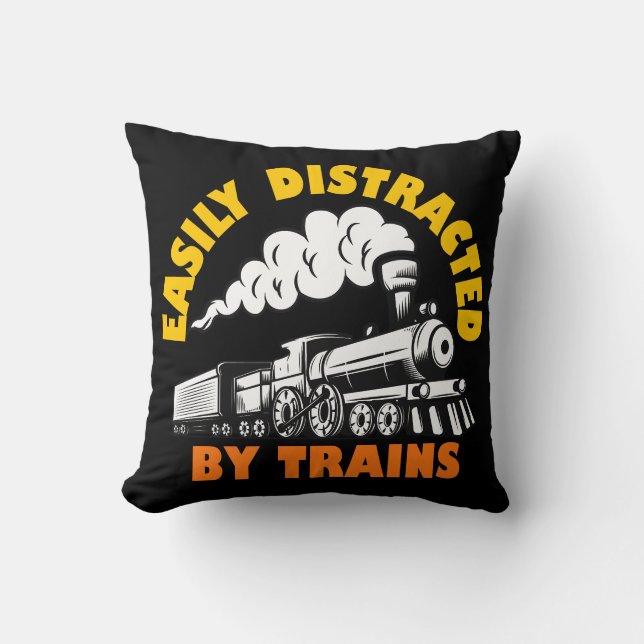 Easily Distracted By Trains Cushion (Front)