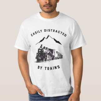 Easily Distracted By Trains Funny Railway T-Shirt