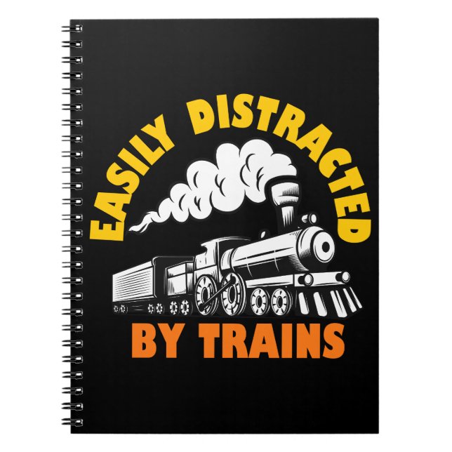 Easily Distracted By Trains Notebook (Front)