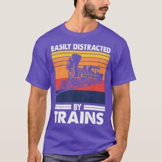 Easily Distracted By Trains Trainspotter T-Shirt