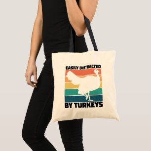 Easily Distracted By Turkeys Hunting Lovers Funny Tote Bag