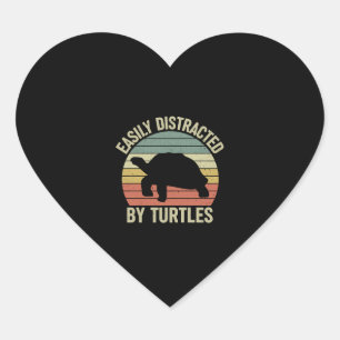 Easily Distracted By Turtle Lover Funny Heart Sticker