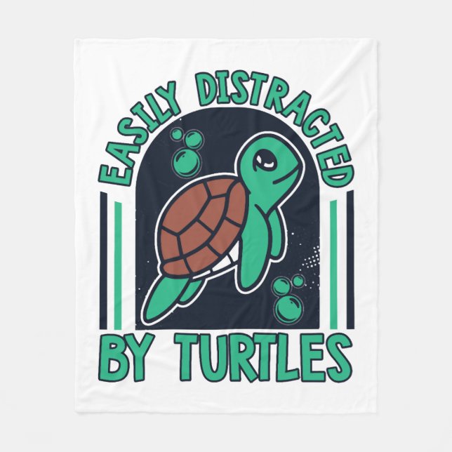 Easily Distracted By Turtles Alligator Snapping Co Fleece Blanket (Front)