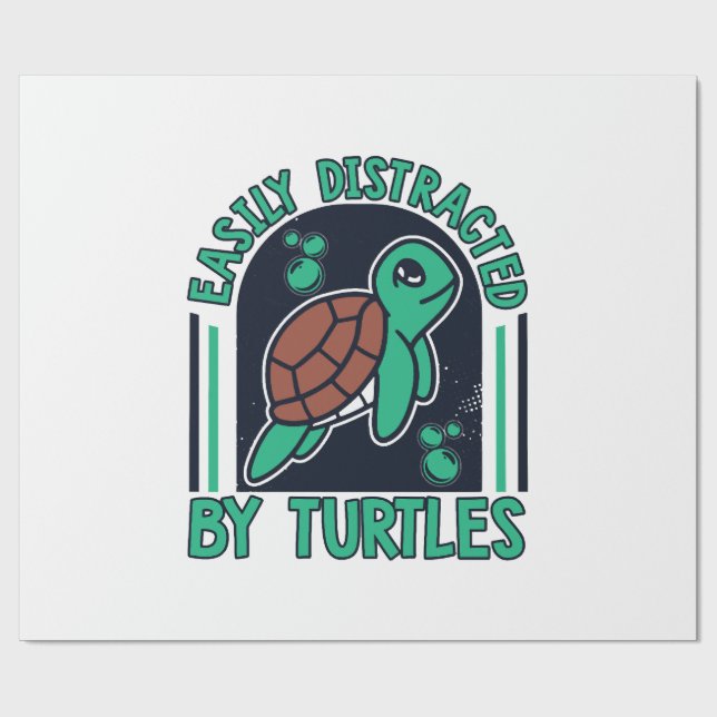 Easily Distracted By Turtles Alligator Snapping Co Wrapping Paper (Flat)