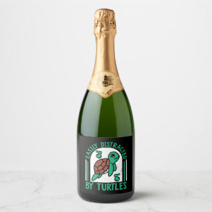Easily Distracted By Turtles Alligator Snapping Sparkling Wine Label