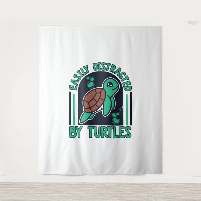 Easily Distracted By Turtles Alligator Snapping  Tapestry (Front)