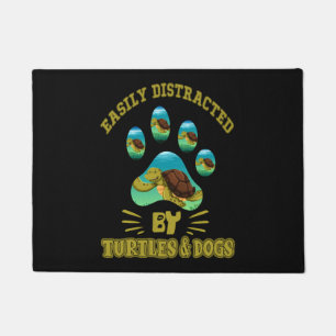 Easily Distracted By Turtles And Dogs Funny Animal Doormat