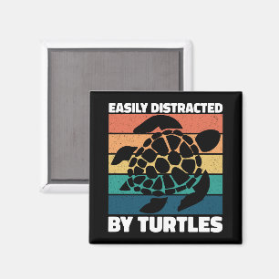 Easily Distracted By Turtles Cool Sea Animal Funny Magnet
