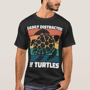 Easily Distracted By Turtles Cool Sea Animal Funny T-Shirt