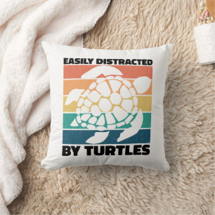 Easily Distracted By Turtles Funny Amphibian Cool Cushion