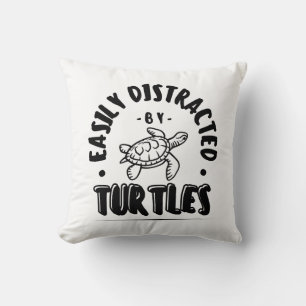 Easily Distracted by Turtles Funny Cushion