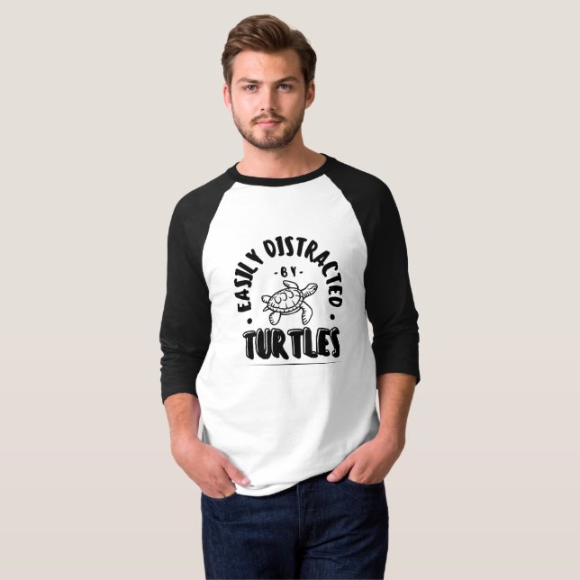 Easily Distracted by Turtles Funny Long Sleeve T-Shirt (Front Full)