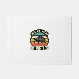 Easily Distracted By Turtles Vintage Graphic Shirt Doormat