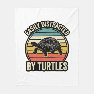 Easily Distracted By Turtles Vintage Graphic Shirt Fleece Blanket