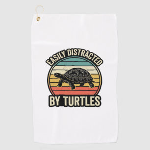 Easily Distracted By Turtles Vintage Graphic Shirt Golf Towel