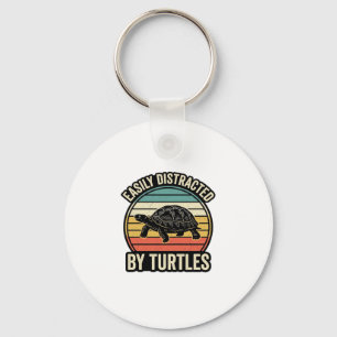 Easily Distracted By Turtles Vintage Graphic Shirt Key Ring
